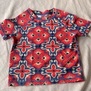 Tea Collection Red and Blue Kids Swim Rashguard in size 7